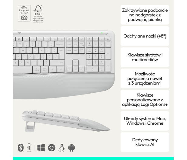 Logitech Signature Comfort Plus MK880 biały - 1533425 - zdjęcie 2